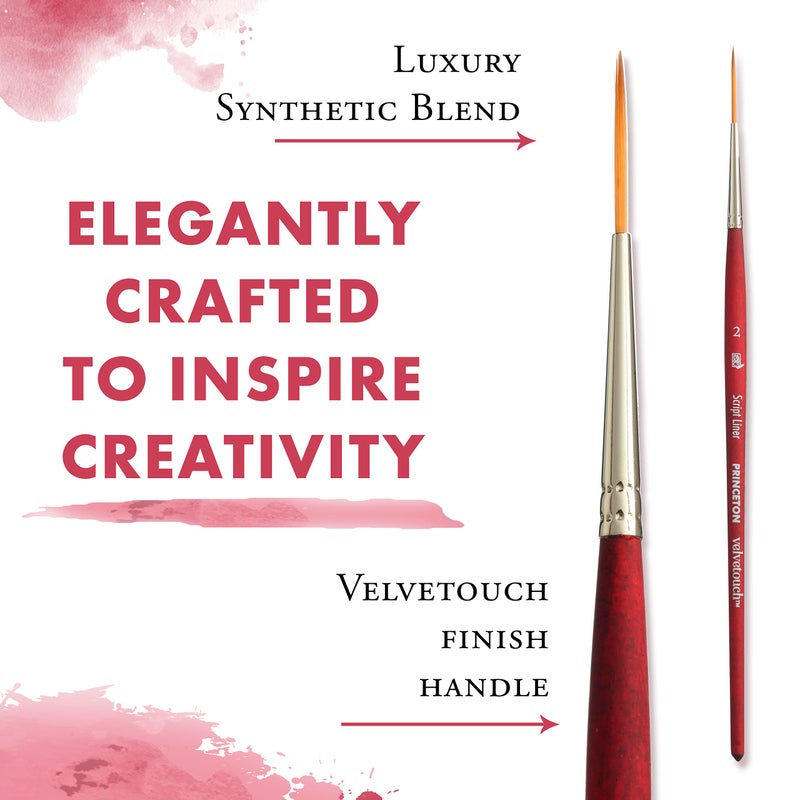 Princeton Velvetouch Script Liner Brush, Synthetic, Short Handle, Size 2, 1 Count - Image 3